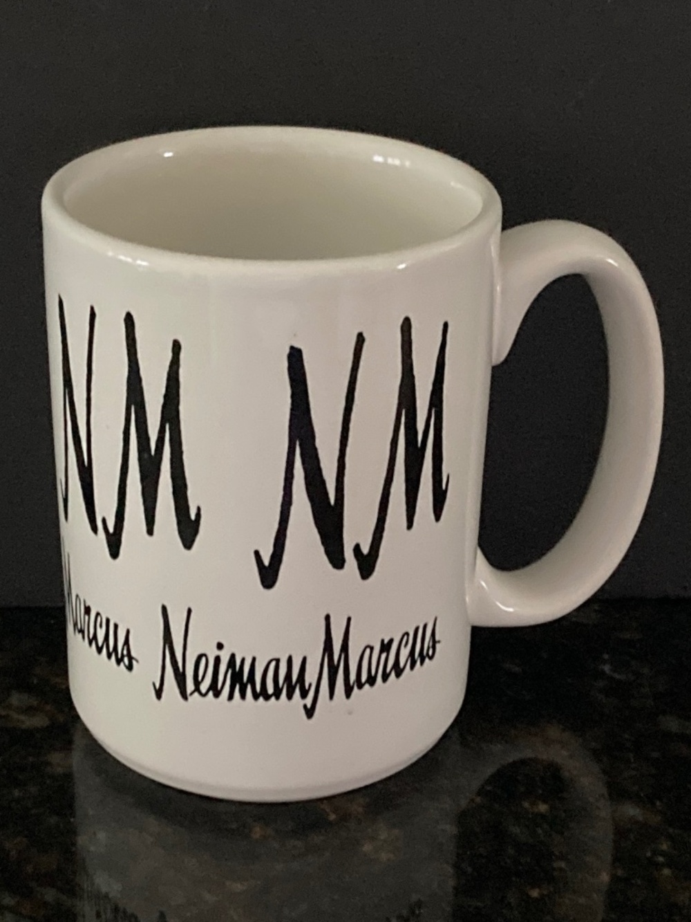 NM Neiman Marcus Coffee Mug/White With Black Lettering/12 fl. oz./NEW/NEVER USED